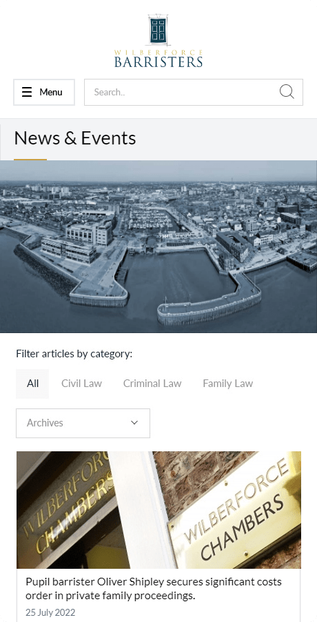 Wilberforce Barristers Mobile Design