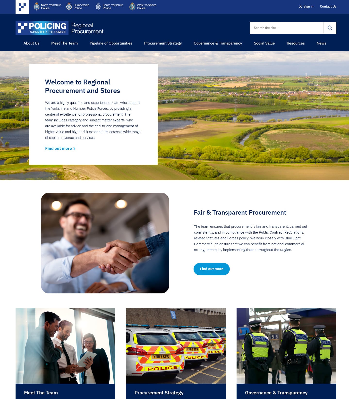Yorkshire & The Humber Regional Procurement Homepage Design