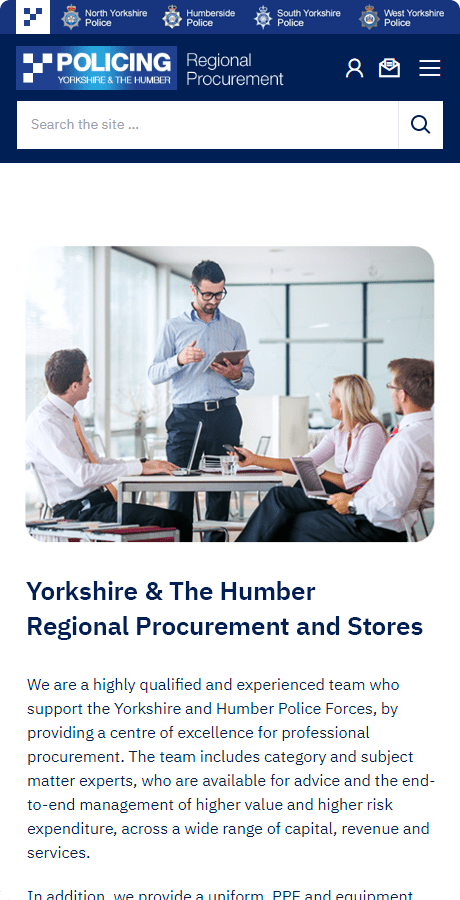 Yorkshire & The Humber Regional Procurement Mobile Design
