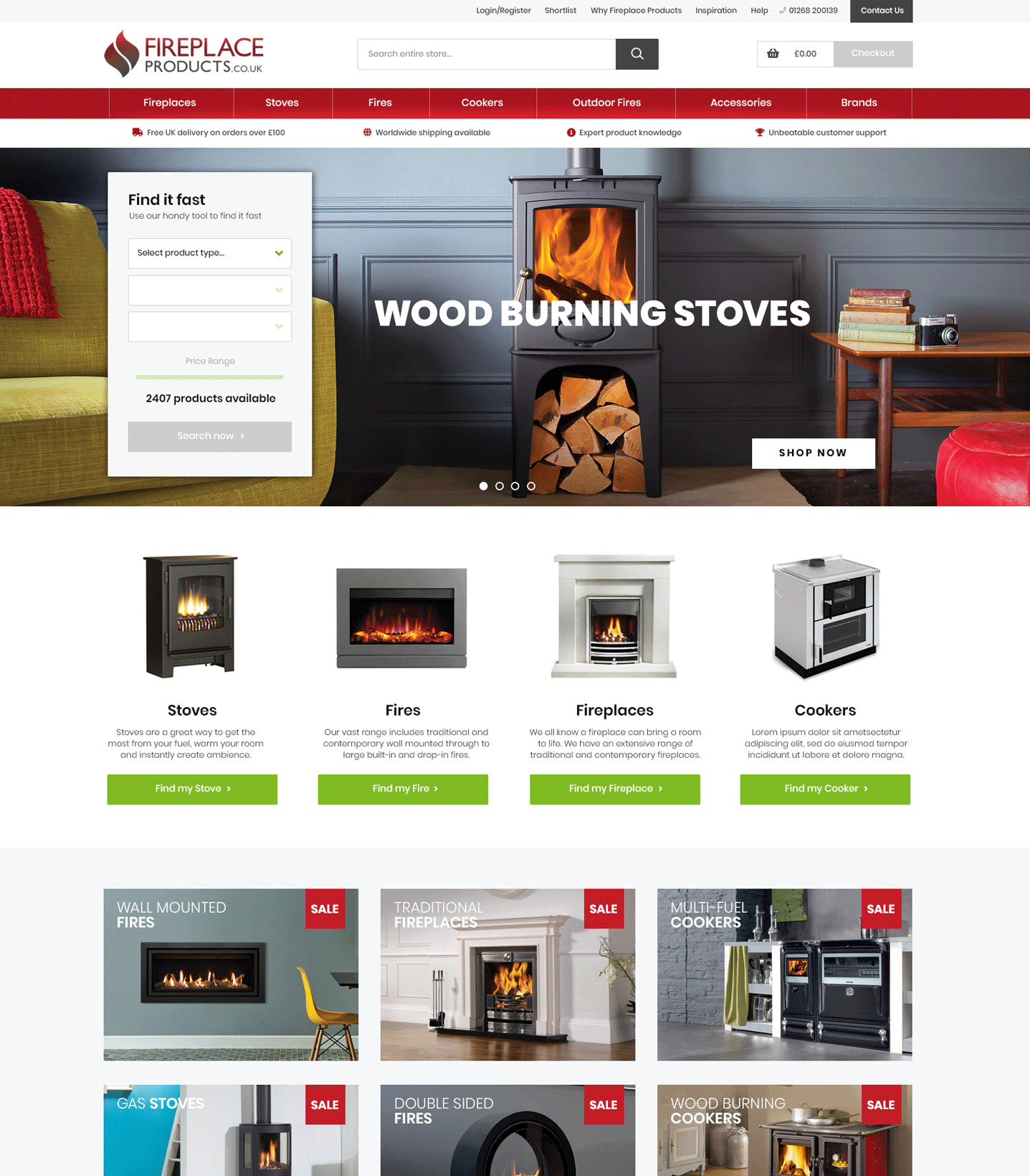 Fireplace Products Homepage Design