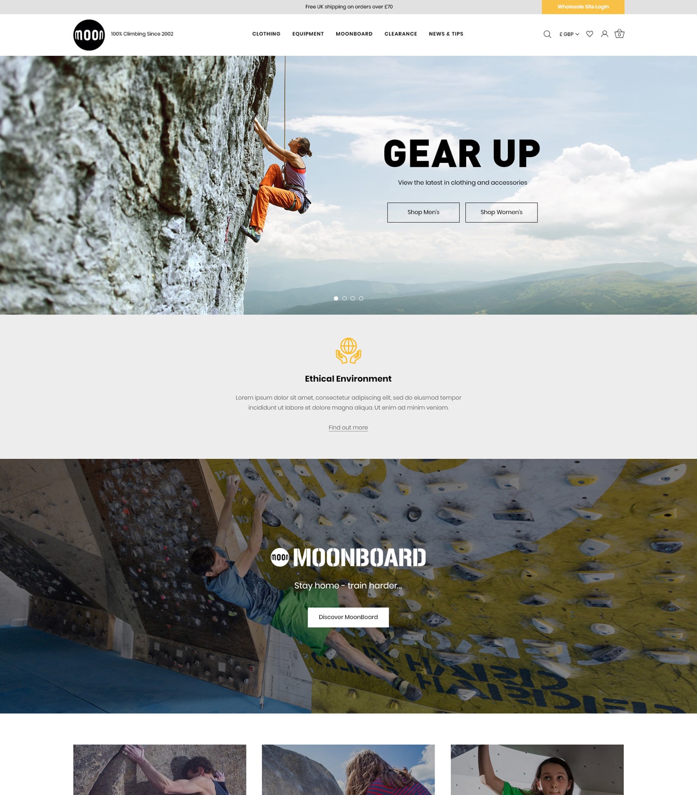 Moon Climbing Homepage Design